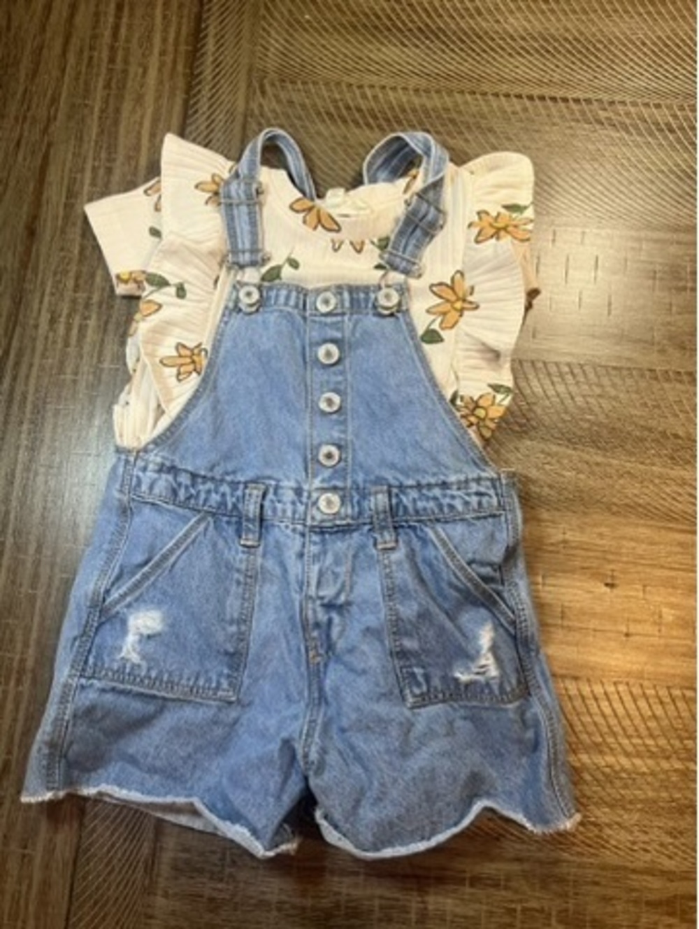 Jessica Simpson baby girl 24 month Blue Jean Overall outfit set
